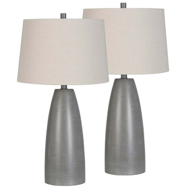 LampsPerSe LPS-259 Table Lamp Set Pewter 
